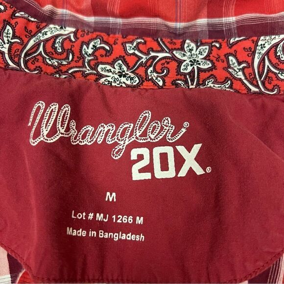 đ Wranglerâplaidâwith paisleyâcuffâsnapâbuttonâdownâshirtâSzâM - Picture 4 of 7